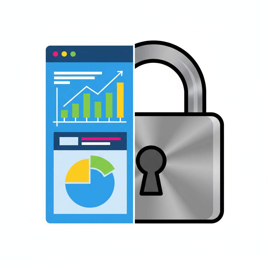 A dashboard with graphs for Telegram analytics next to a locked padlock for Signal's privacy.