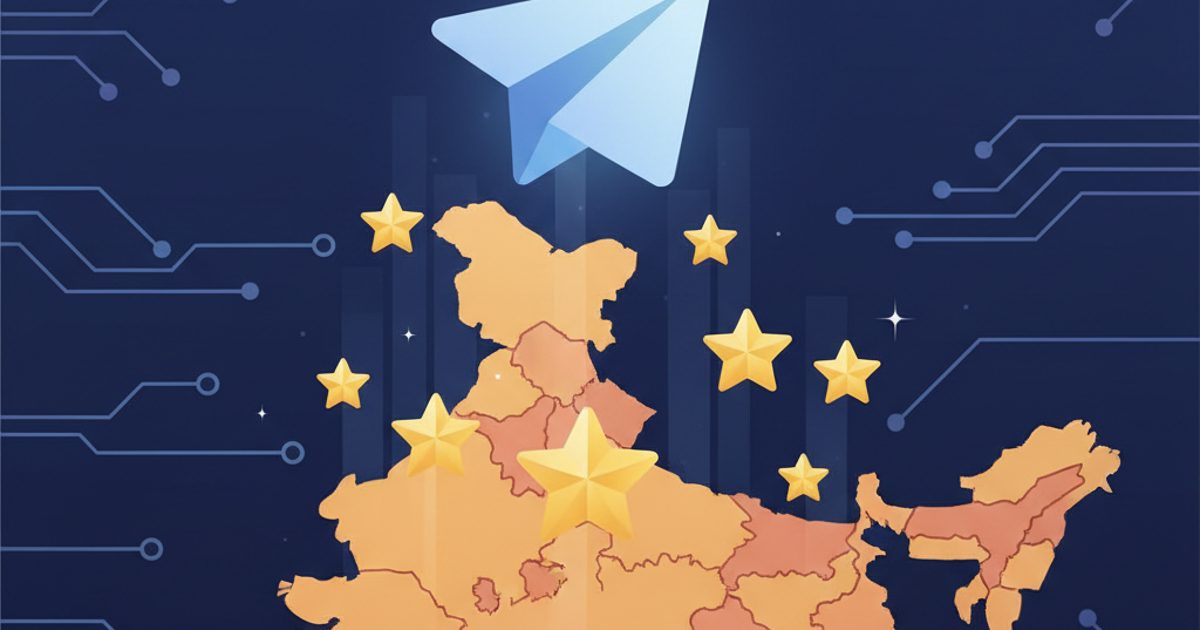 A conceptual image representing Telegram channel growth in India, with premium member icons boosting a channel's visibility.